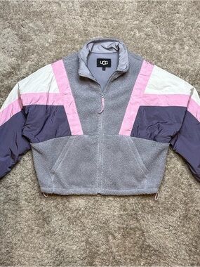 UGG Gray Teddy Jacket with Pink & Purple Colorblock